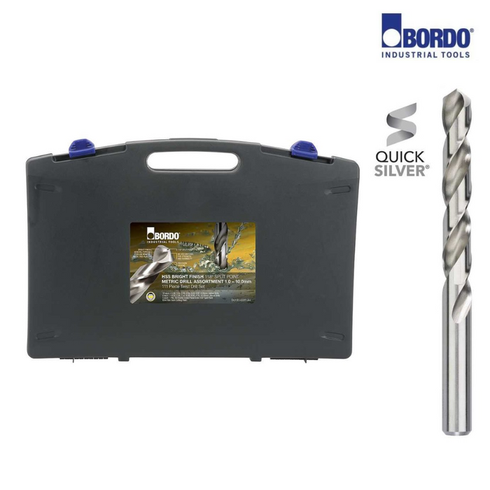 111 Piece Bright HSS Jobber Drill Set in ABS Plastic Case