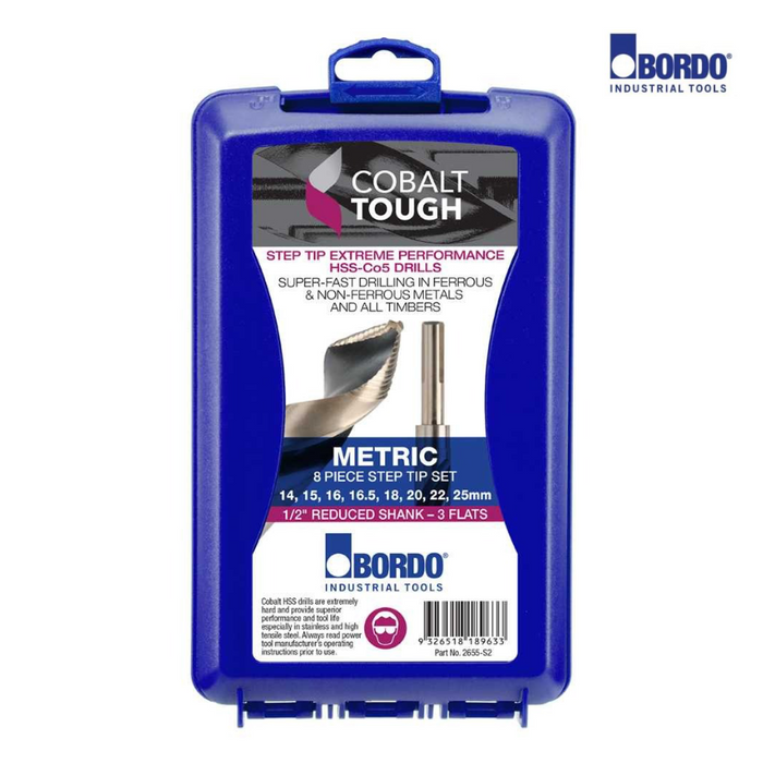 HSS-Co5 (Cobalt) 1/2” Reduced Shank Step Tip Drill Set