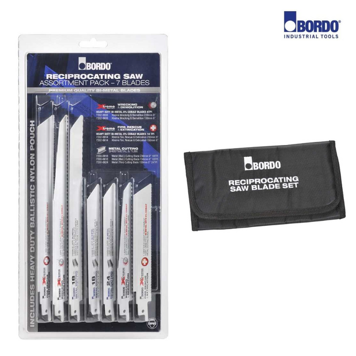 Reciprocating Saw Blade Assortment with heavy duty ballistic nylon pouch