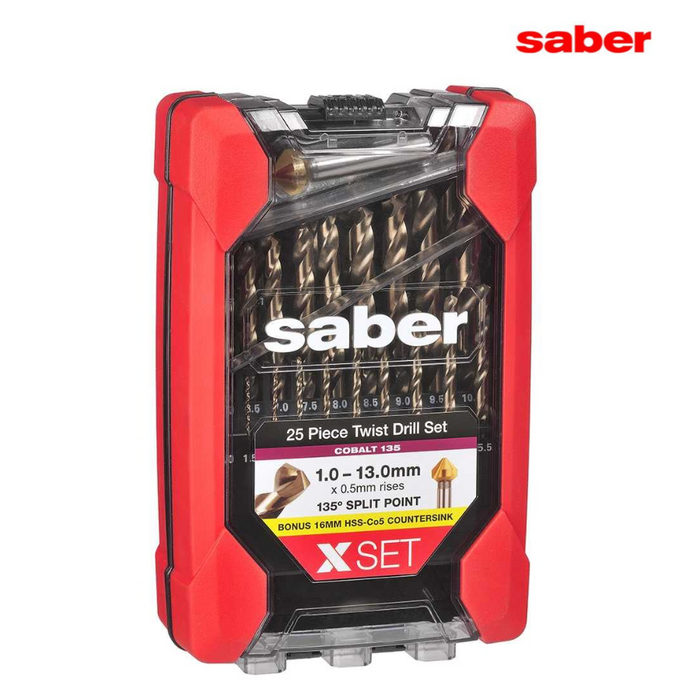 Saber X-SET HSS-Co5 (Cobalt) Metric Twist Drill Set with BONUS Countersink